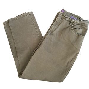 Gloria Vanderbilt Amanda Jeans Olive Green Stretch Straight Leg Size 18